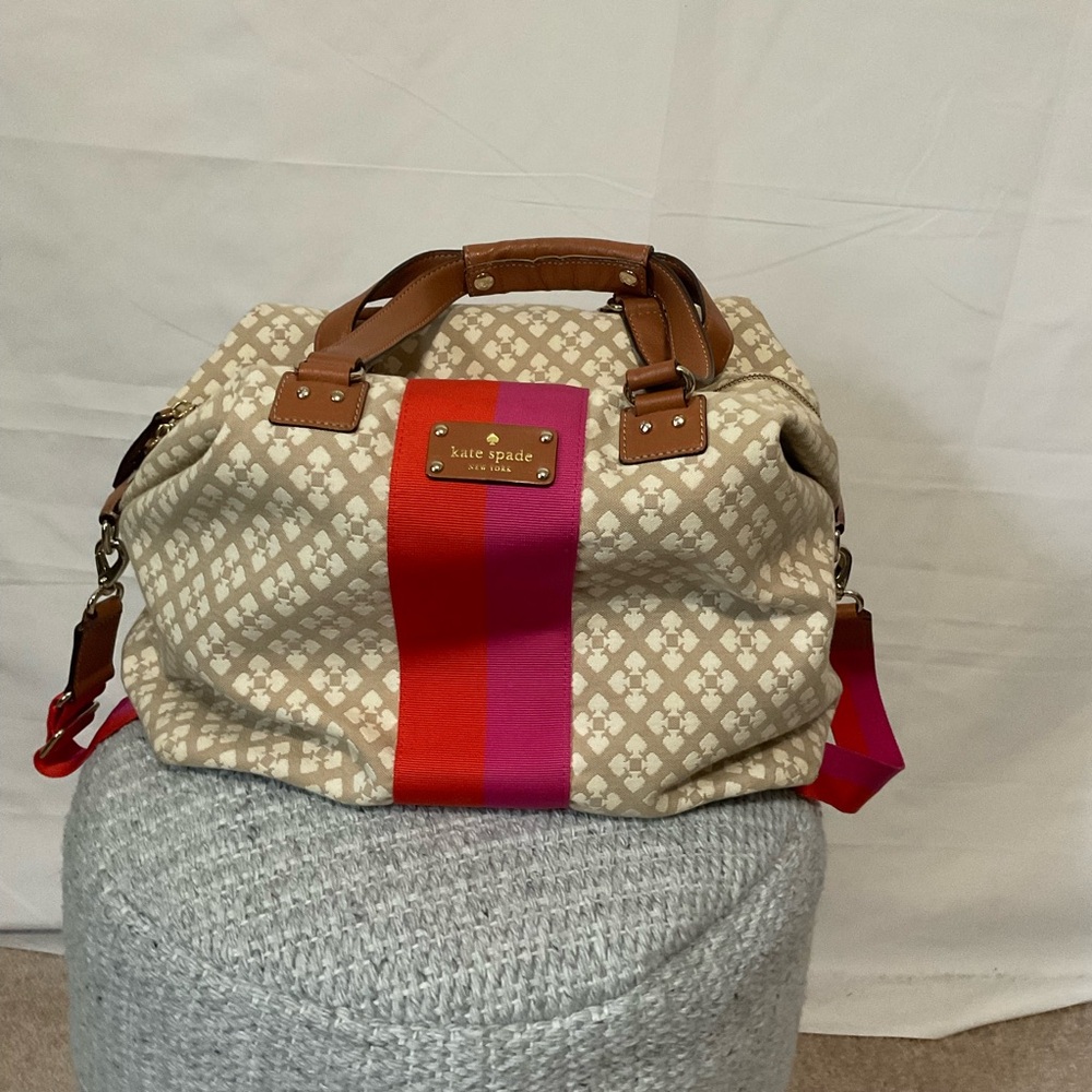 Kate Spade Classic Stucco print canvas Juliet Satchel Carryall